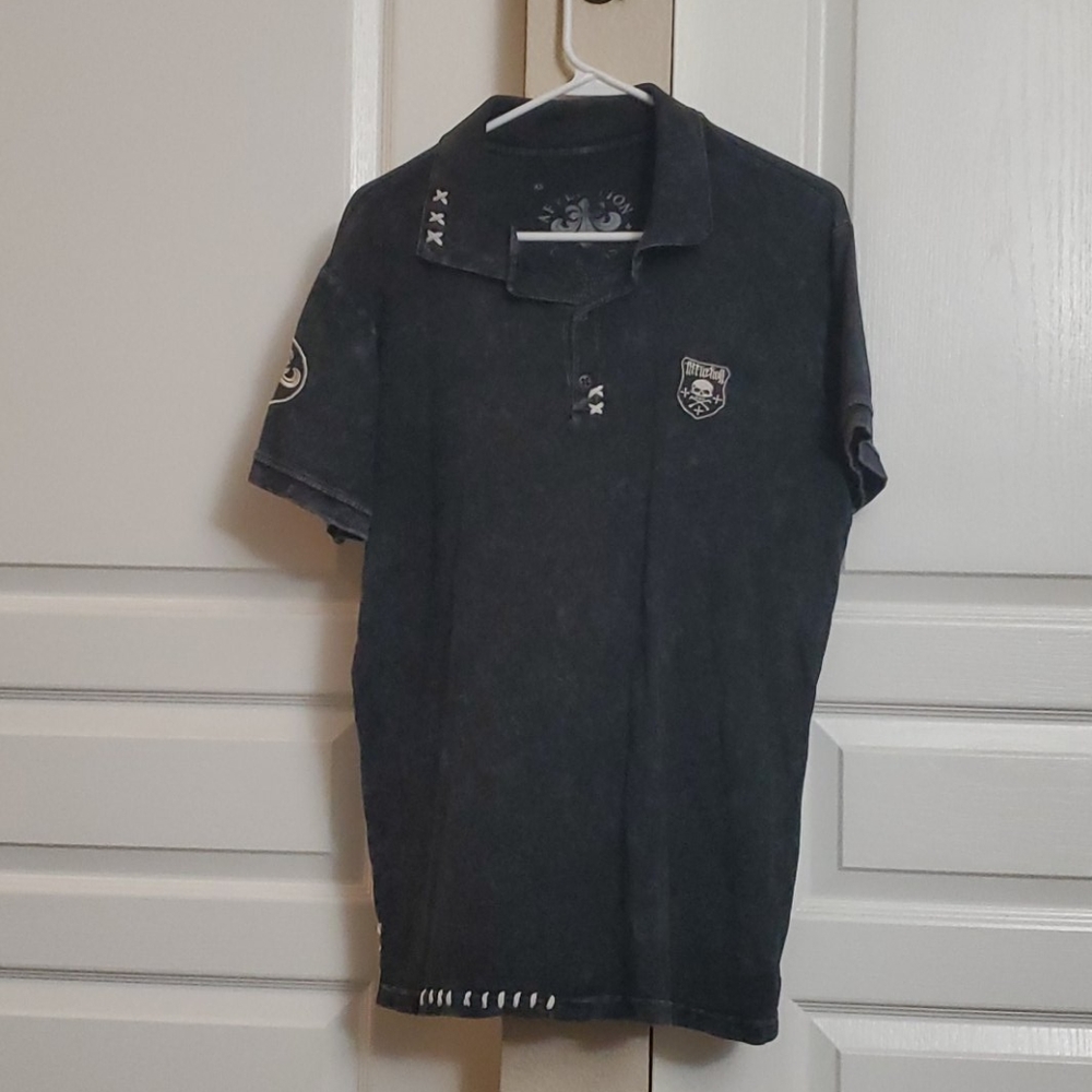 Black affliction polo shirt